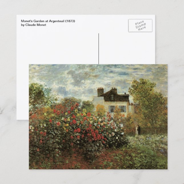 Postal El jardín de Monet en Argenteuil de Claude Monet (Anverso / Reverso)