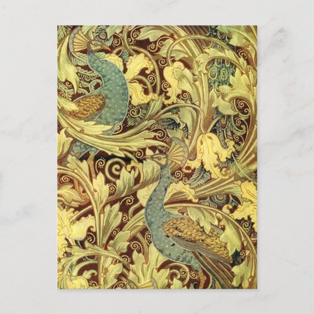 Postal El jardín de pavos reales Art Nouveau de Crane (Anverso)