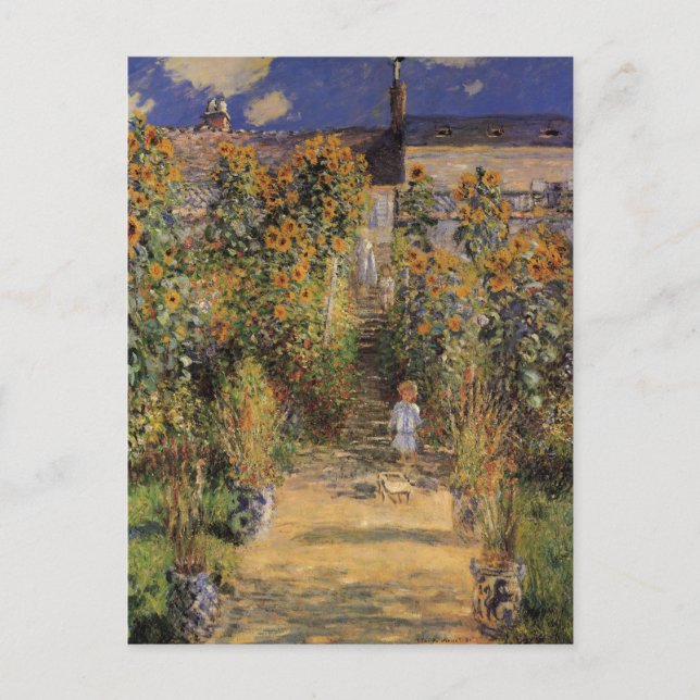 Postal El jardín del artista en Vetheuil por Claude Monet (Anverso)