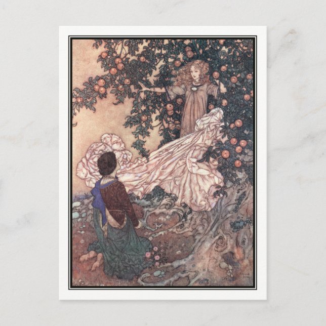 Postal El Jardín del Paraíso de Edmund Dulac (Anverso)