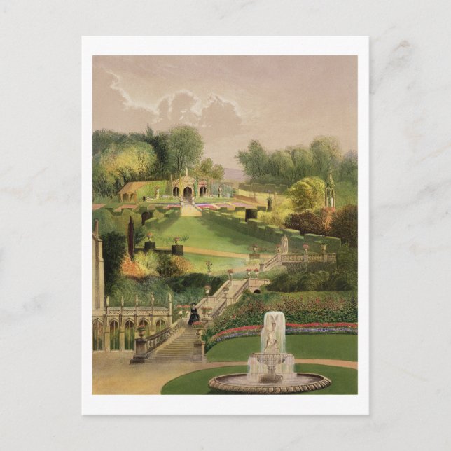 Postal El jardín en el lado de la colina, el Castillo Com (Anverso)