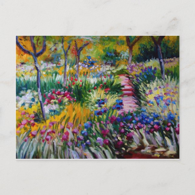 Postal El jardín Iris de Claude Monet (Anverso)