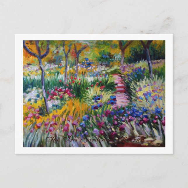 Postal El jardín Iris de Claude Monet (Anverso)