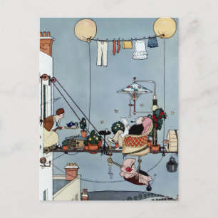 Postal “El jardín plegable” de W Heath Robinson