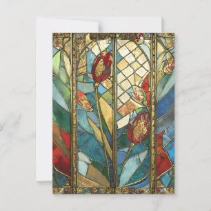 Postal El Jefe Rojo de Vidrio Manchado atiende al amanece