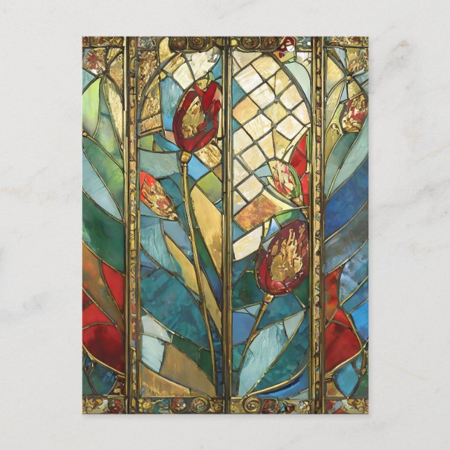 Postal El Jefe Rojo de Vidrio Manchado atiende al amanece (Anverso)