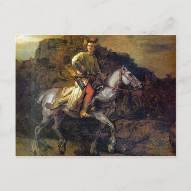 Postal El jinete polaco de Rembrandt Harmenszoon van Rijn (Anverso)