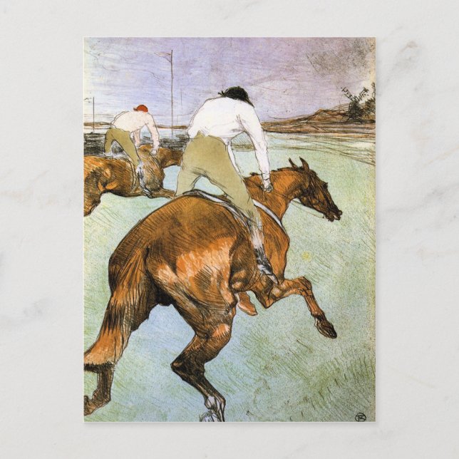 Postal El jockey 2 de Toulouse-Lautrec (Anverso)