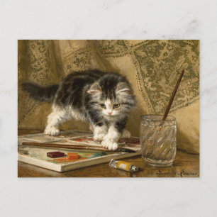 Postal El joven artista   Henriëtte Ronner-Knip