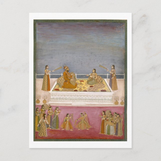 Postal El joven emperador mogol Muhammad Shah en una naut (Anverso)