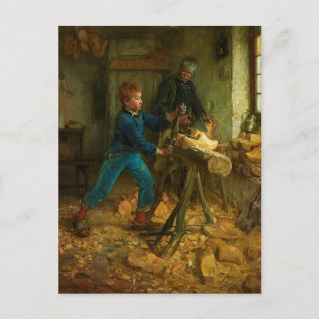 Postal El joven fabricante de zuecos por Henry Ossawa Tan (Anverso)