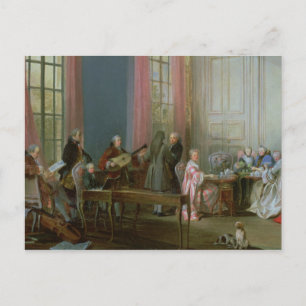 Postal El joven Mozart en el clavicordio