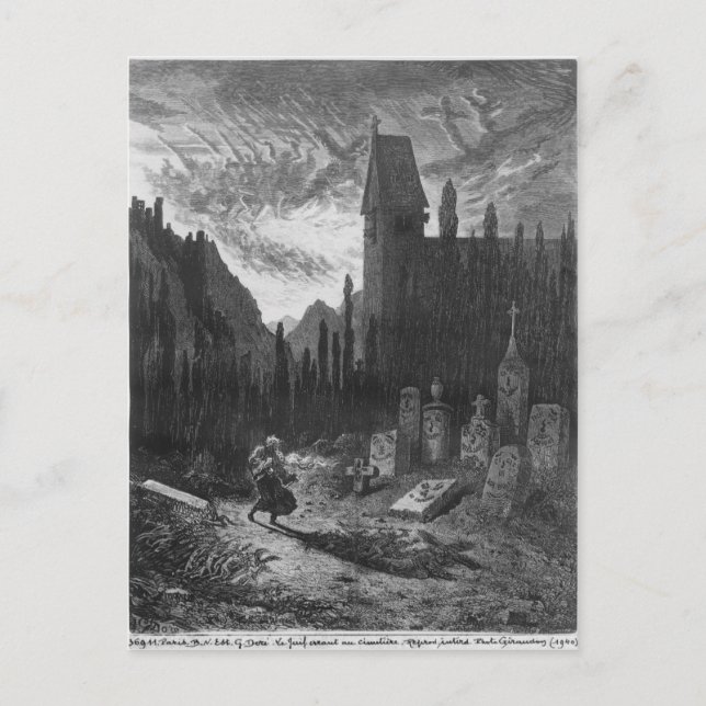 Postal El judío errante en el cementerio (Anverso)