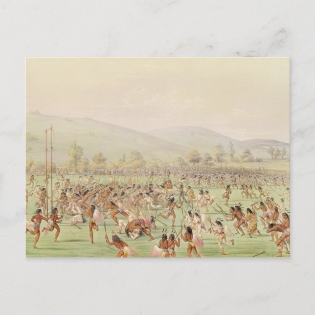 Postal El juego de pelota indio, c.1832 (Anverso)