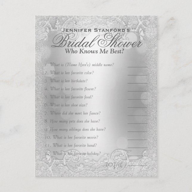 Postal El juego de quién me conoce | Silver Elegance (Anverso)