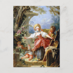 Postal El juego de tonterías de Jean-Honoré Fragonard