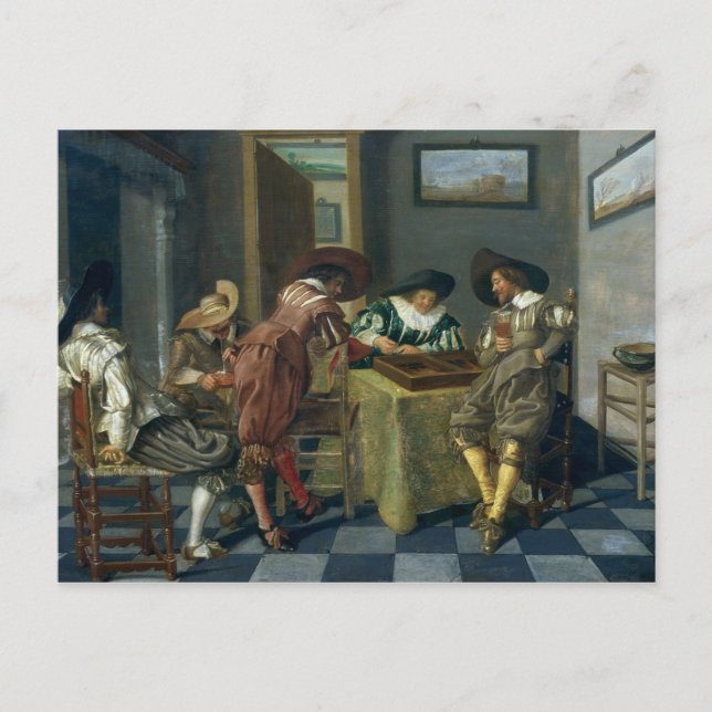 Postal El juego del Backgammon (Anverso)