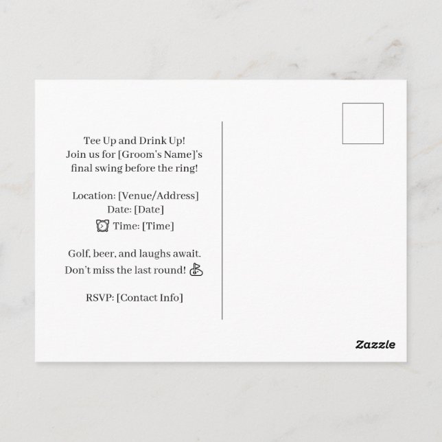 Postal El juego del golf divertido (Reverso)