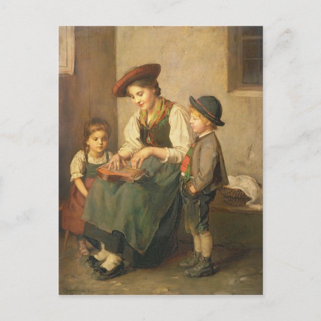 Postal El Jugador Zither (Anverso)