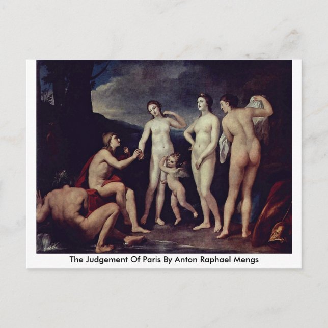 Postal El Juicio De París De Anton Raphael Mengs (Anverso)
