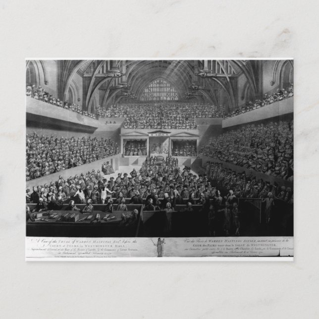 Postal El juicio de Warren Hastings (Anverso)