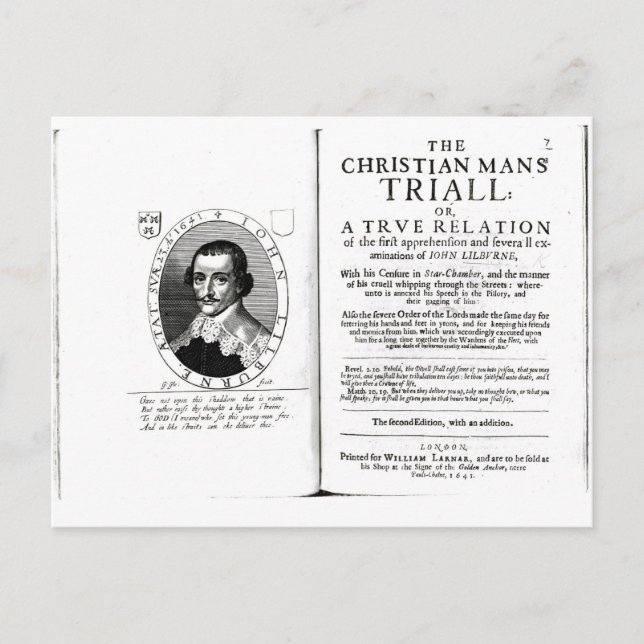 Postal El juicio del hombre cristiano' de John Lilburne (Anverso)