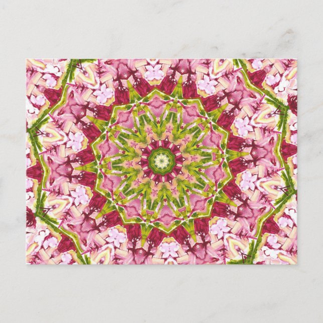 Postal El Kaleidescope rosa y verde de Ola Boo (Anverso)