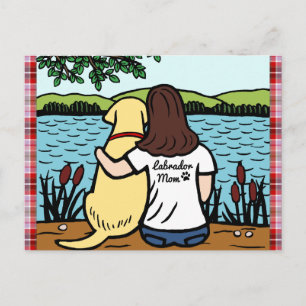 Postal El labrador amarillo y la madre larga
