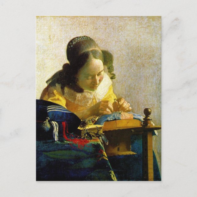 Postal El Lacemaker, Jan Johannes Vermeer (Anverso)