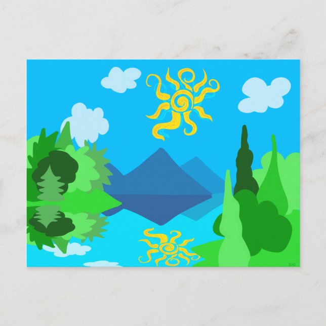 Postal El lago de verano (Anverso)