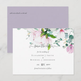 Postal El lavanda de Magnolias rosadas Eucalyptus Save Da