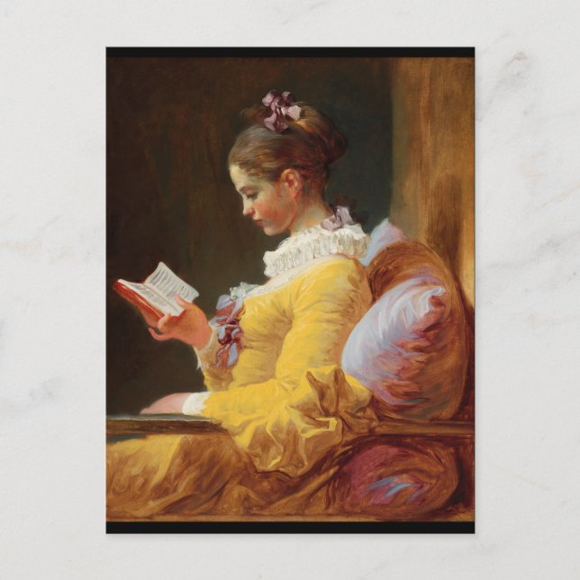 Postal El lector Chica francés con vestido amarillo (Anverso)