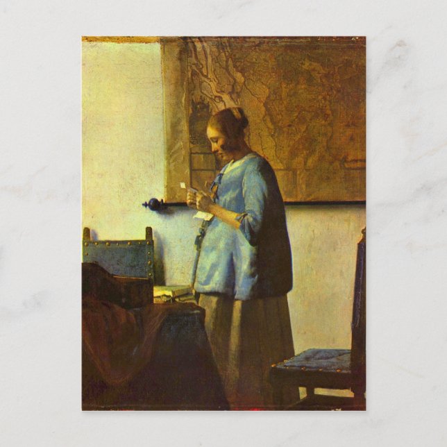 Postal El lector de cartas de Johannes Vermeer (Anverso)