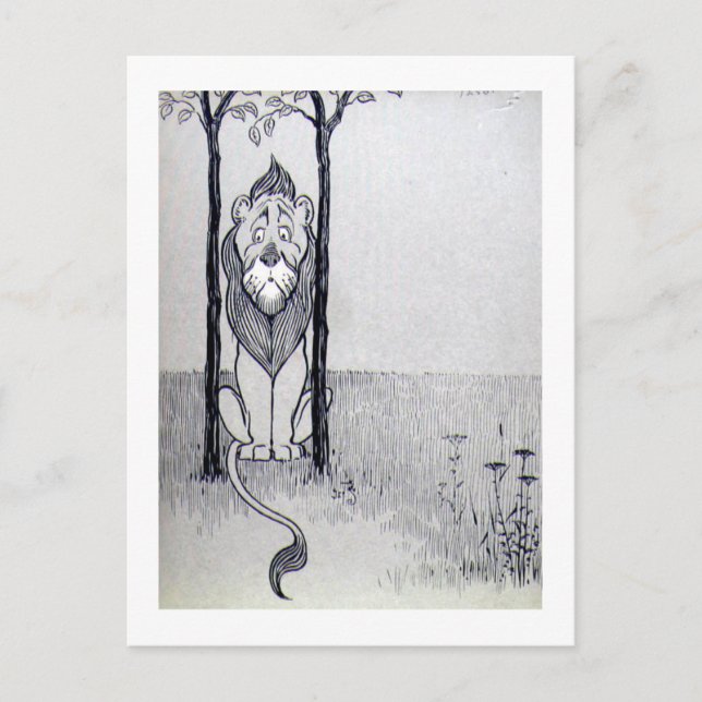 Postal El León cobarde (Anverso)