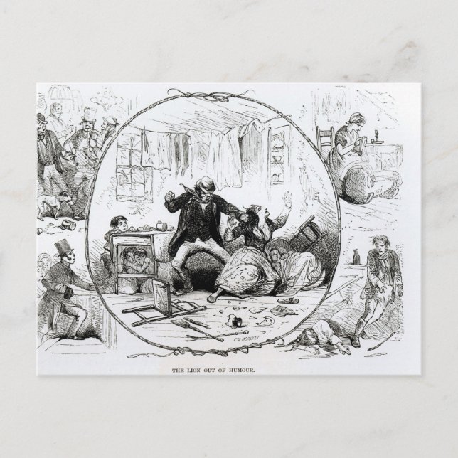 Postal El león fuera del humor (Anverso)