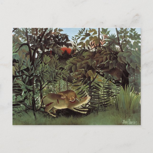 Postal El león hambriento - Henri Rousseau (Anverso)
