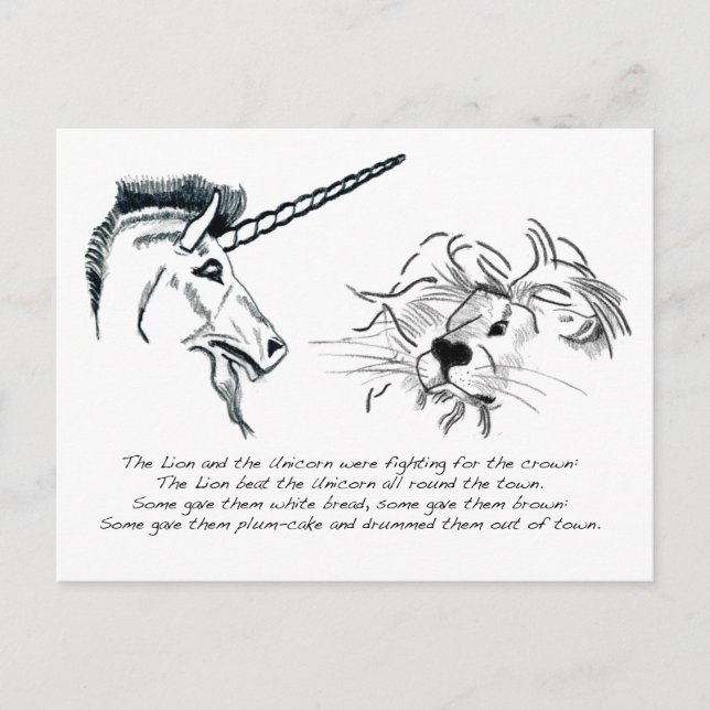 Postal El león y el unicornio (Anverso)