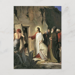 Postal El levantamiento de Lázaro por Carl Bloch