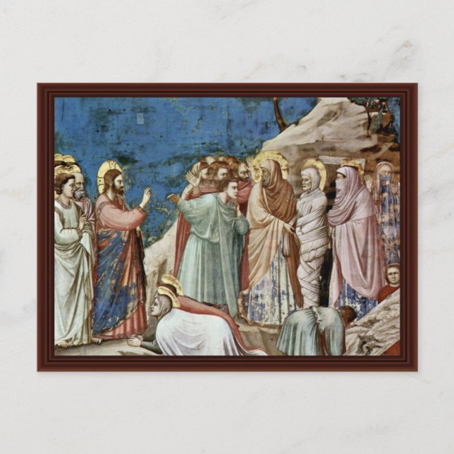 Postal El Levantamiento Del Lázaro Por Giotto Di Bondone (Anverso)