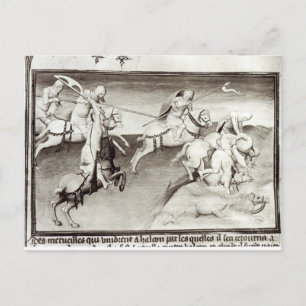 Postal El líder mongol, Hulagu, khan del Ilkhanate