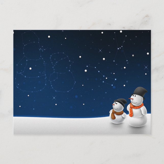 Postal el lindo muñeco de nieve enamorado (Anverso)