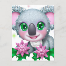 El lindo oso kawaii Koala con flores