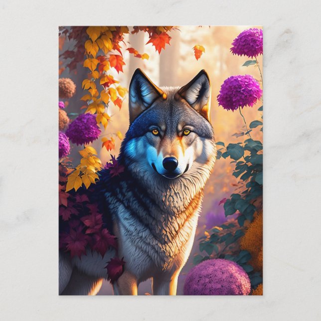 Postal el lobo ama las flores (Anverso)