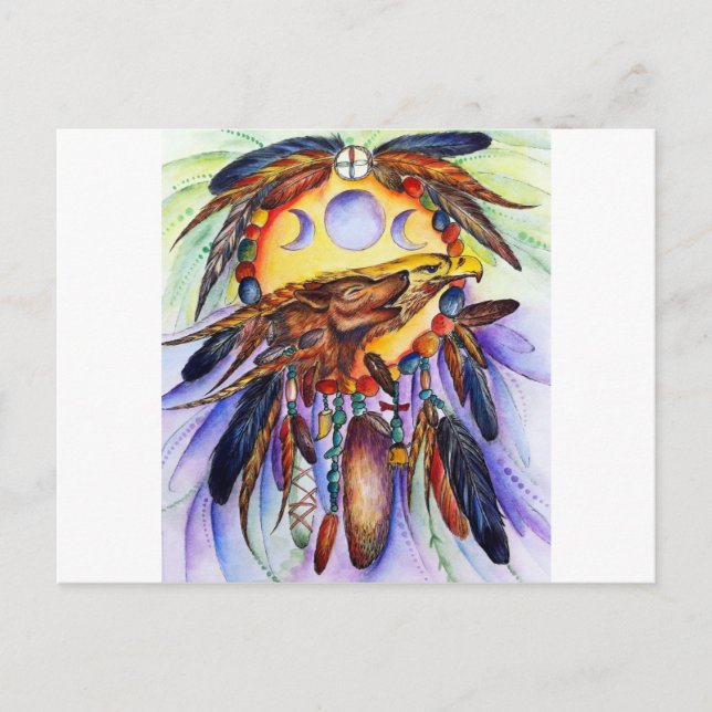 Postal El lobo de la libertad y los espíritus del águila  (Anverso)