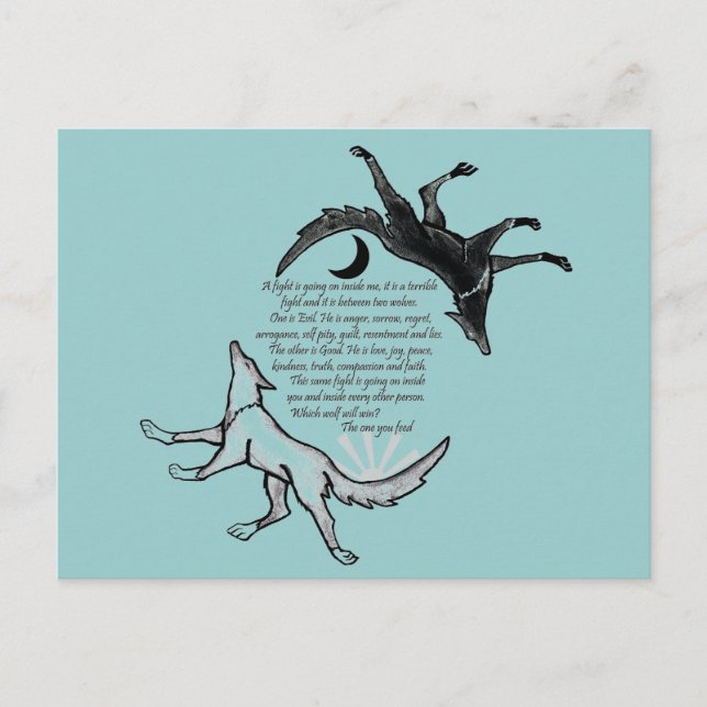 Postal El lobo que alimenta (Anverso)