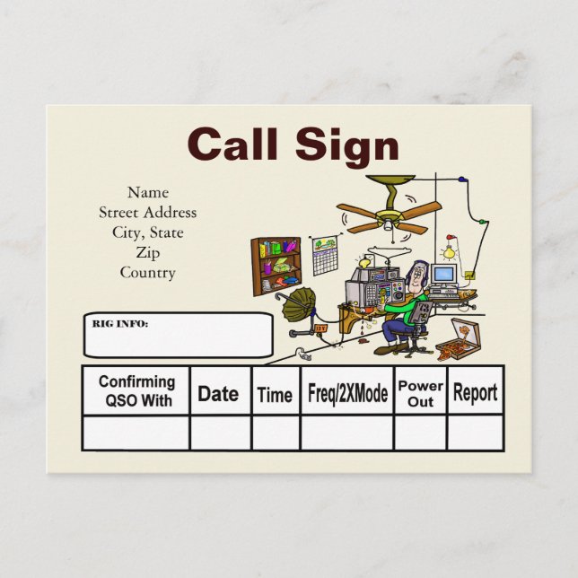 Postal ¡El loco Ham Shack Personalizado QSL Card Personal (Anverso)