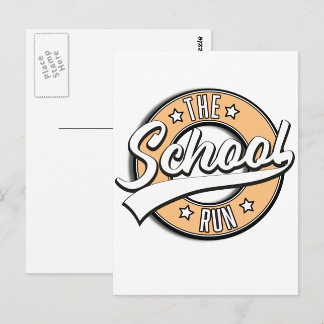 Postal El logotipo retro de The School Run (Anverso / Reverso)