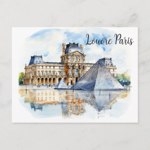 Postal El Louvre y su icónica pirámide