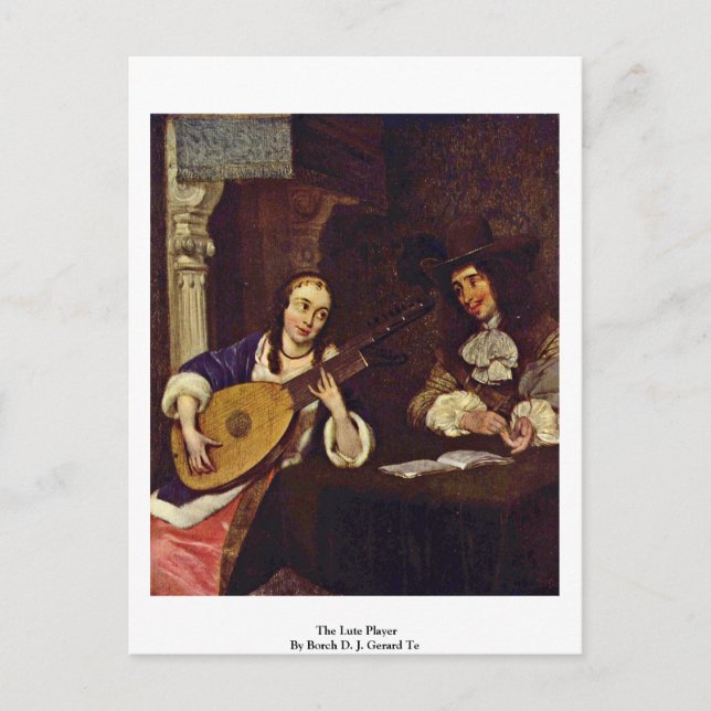 Postal El Lute Player De Borch D. J. Gerard Ter (Anverso)