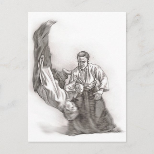 Postal El maestro de un aikido - uso de energía del centr (Anverso)